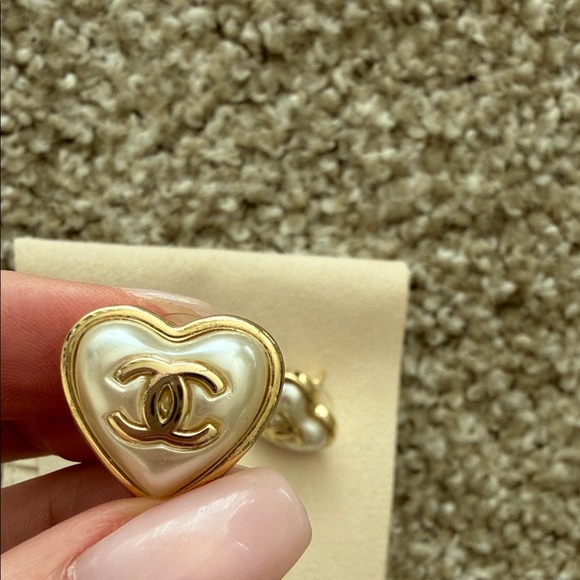 CHANEL Gold and Silver Heart Earrings - Picture 2 of 2